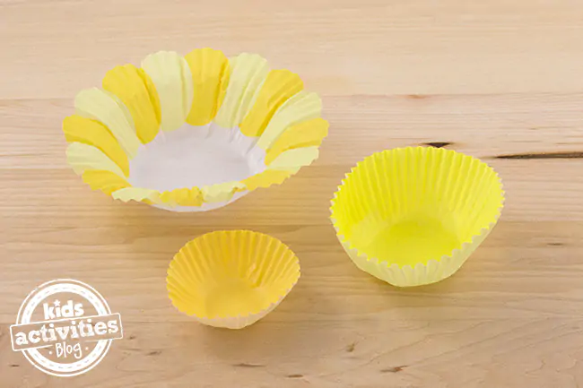 Cupcake Liner Daffodils- floral cupcake liner, yellow cupcake liner, and mini yellow cupcake liner