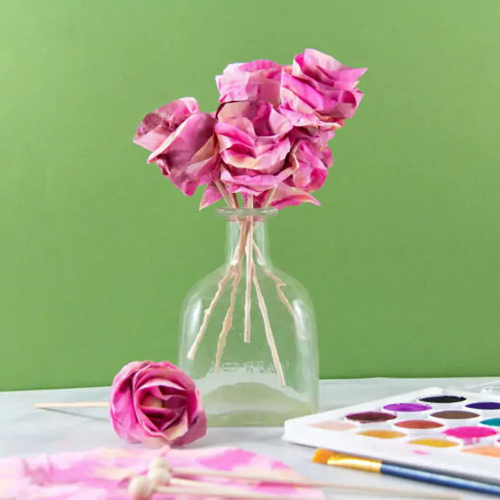 coffee filter rose craft for kids - Kids Activities Blog